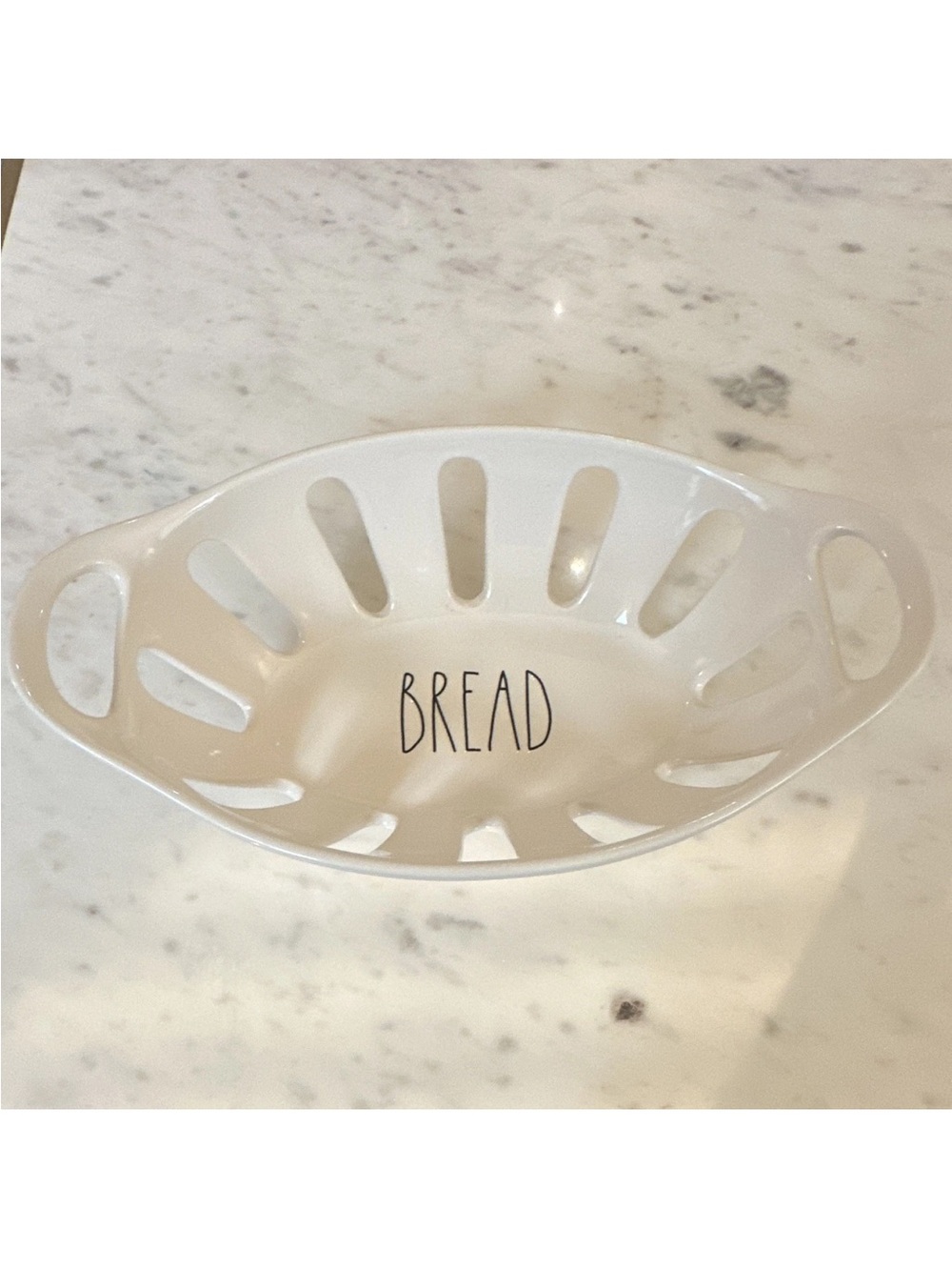 Rae Dunn White Ceramic Basket with Cutout Design